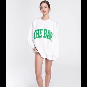 The Bar White and Green Oversized Sweatshirt